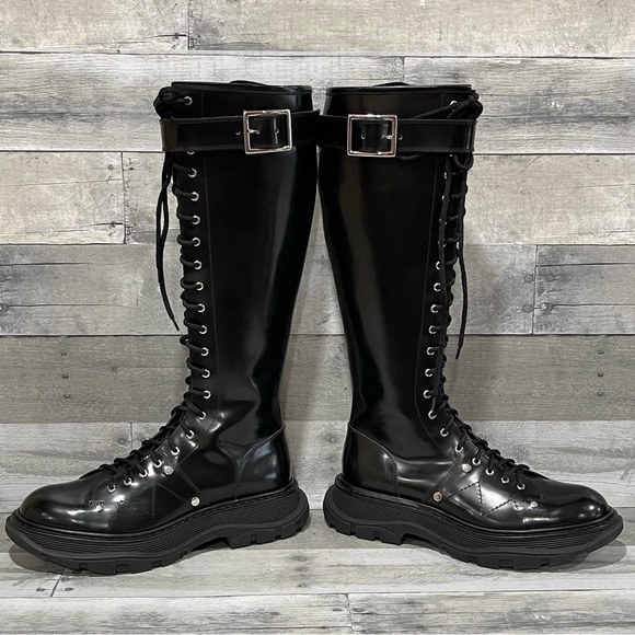 ALEXANDER MCQUEEN Tread Tall Lace-Up Platform Boot - Black - Sz - 11 US / 41 EU - Picture 10 of 13